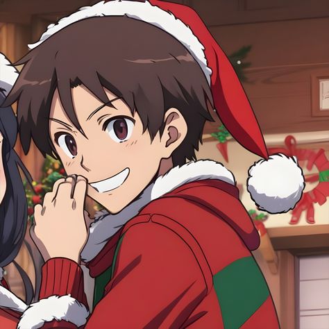 Anime Couple Christmas Art, Christmas Anime Couple Pfp, Christmas Matching Pfps Anime Couple, Matching Christmas Icons Anime, Christmas Couple Profile, Matching Icons Anime Couple Christmas, Couple Pfp Christmas, Couple Christmas Wallpaper, Christmas Cp Pfp