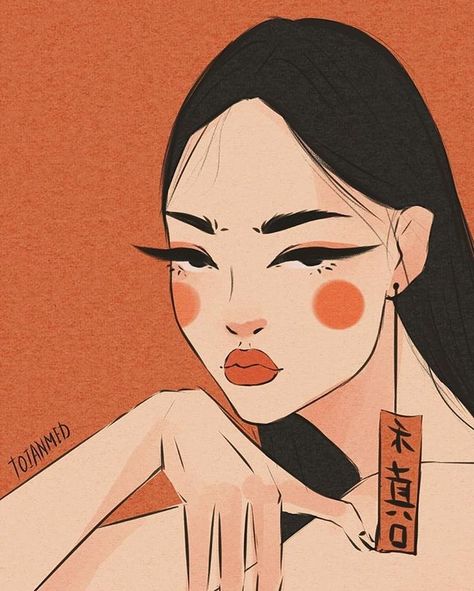 A Drawing, A Woman, Orange, Instagram, Art