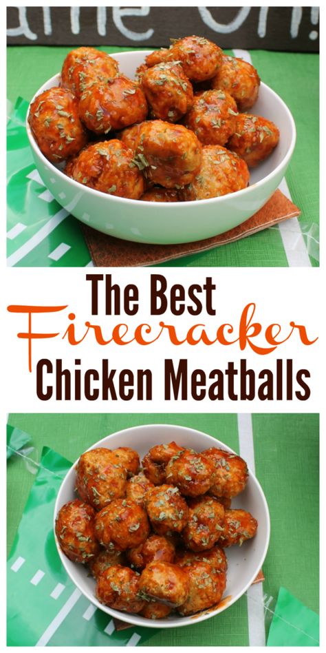 Firecracker Chicken Meatballs, Firecracker Meatballs, Chicken Meatballs Recipe, Firecracker Chicken, Spicy Meatballs, Chicken Meatball Recipes, Appetizer Meatballs, Meatballs Recipe, Chicken Meatballs