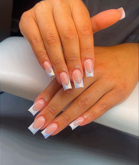 Glazed Donut French Tips, Glazed French Tip Nails Square, Nails K Initial, French Tip Acrylic Nails White, French Tip Acrylic Nails Long, Acrylic Nails White, Acrylic Nails Long, French Tip Acrylics, Glazed Donut