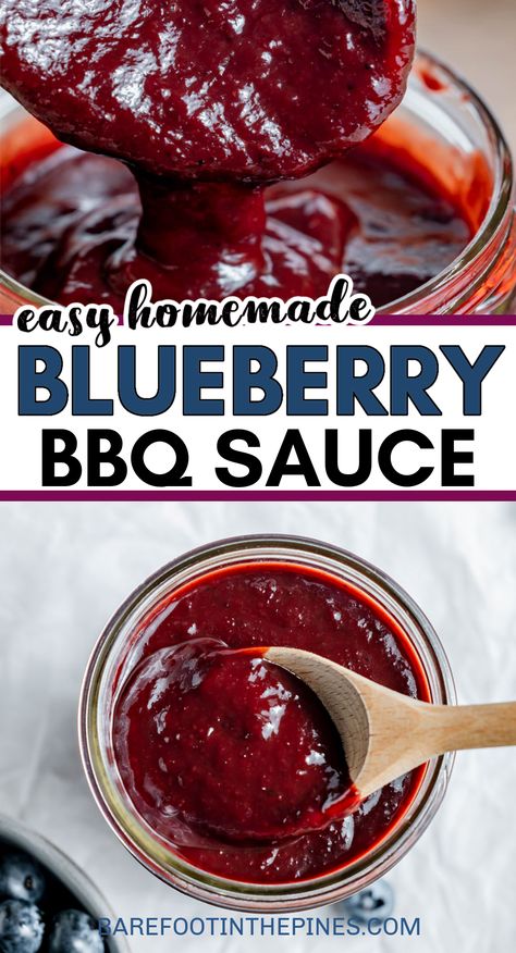 Bourbon Bbq Sauce Recipe, Blueberry Bbq Sauce, Meat Marinades, Bbq Sauce Homemade Easy, Homemade Bbq Sauce Recipe, Homemade Sauce Recipes, Barbecue Sauce Recipes, Homemade Condiments, Barbeque Sauce