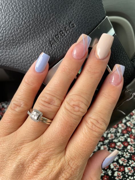 Blue, peach, clear nails Grey White Nails, Nails Gel Overlay, Peach Nails, Gel Overlay, Black Nail Art, Black Nail, Nails Gel, Clear Nails, Blue Peach