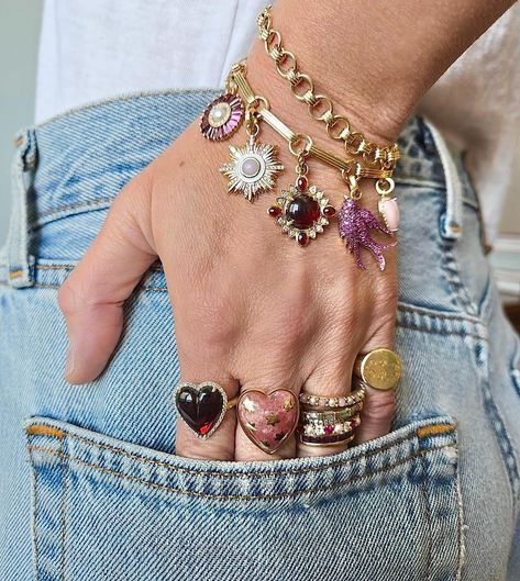 i’ve got a pocket full of red & pink sunshine ☀️ loving the mix of red & pink this week! garnet, ruby, pink opal, pink sapphire, pink tourmaline & more! #storrowjewelry Maximalist Rings, Sunshine Love, Jewelry Lookbook, Pink Opal, Pink Tourmaline, Pink Sapphire, Givenchy, Tourmaline, Garnet