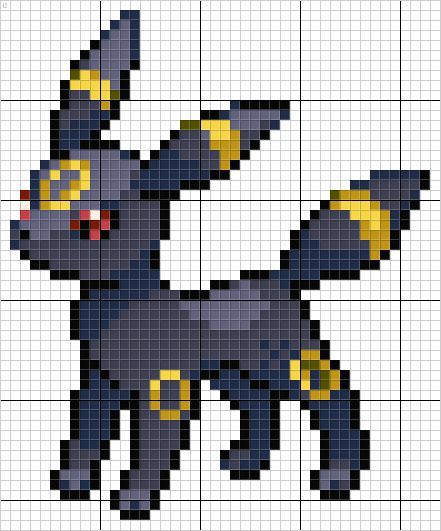 Pokemon Pixel Art 32x32, Pokemon Sprites Pixel Art, Pokemon Pixel Art, Umbreon Pokemon, Art Pokémon, Pixel Pokemon, Pixel Art Minecraft, Pokemon Cross Stitch Patterns, Pokemon Umbreon