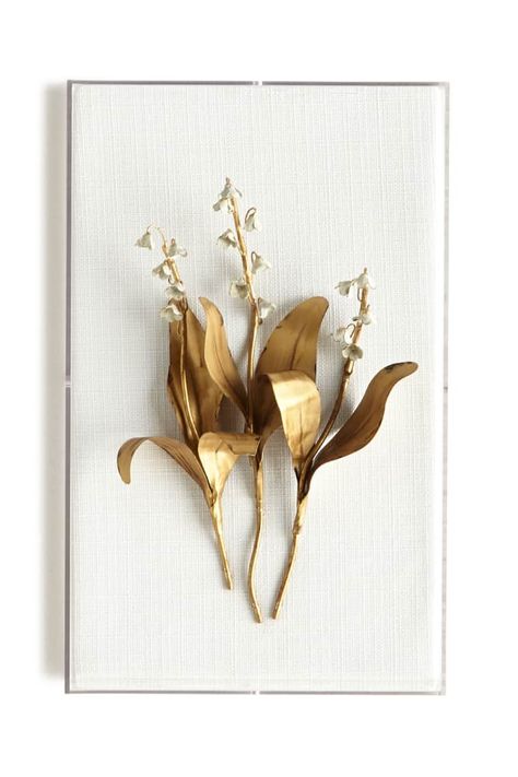 H77BT Tommy Mitchell Original Gilded Lily of the Valley on Linen Living Room Gold, Tommy Mitchell, Gilded Lily, Living Room Nordic, Acrylic Wall Decor, Large Canvas Painting, Painting Picture, H Design, Hotel Cafe