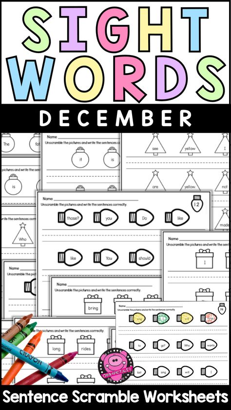 Make learning sight words fun this December with Christmas-themed color-and-write worksheets! Perfect for 1st graders, these PRINT and GO activities help students practice reading and writing sentences while mastering over 100 sight words and high-frequency words. Parents and teachers will love how these engaging worksheets nurture a passion for reading and build fluency. Sight Word Activities First Grade, Christmas Sight Word Activities, Sight Word Board, Holiday Reading Activities, Activities For 1st Graders, Sight Words Games, Learn Sight Words, 100 Sight Words, Sight Word Fun