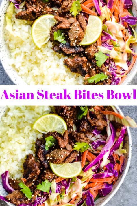 Steak Poke Bowl, Beef Buddha Bowl, Steak Poke Bowl Recipe, Steak Power Bowl Recipe, Steak Bites Bowl, Steak Teriyaki Bowl, Steak Bowls Healthy, Asian Steak Bowl, Steak Rice Bowl Recipes