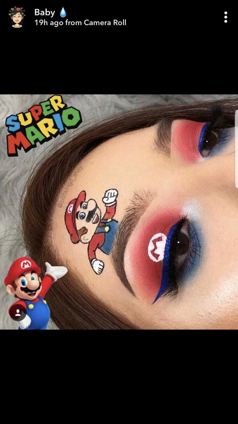 Super Mario Bros Makeup, Mario Makeup Looks, Super Mario Makeup, Cartoon Makeup Looks, Disney Eye Makeup, Cartoon Makeup, Removing Makeup, Face Paint Makeup, Magical Makeup