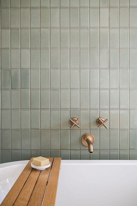 tiles can make the room appear larger since there are less visible grout lines to break the pattern. On the other hand, small tiles can work well as a backsplash, or on the floor of a small space. I like Brass Hardware Bathroom, Fireclay Tile, Jack And Jill Bathroom, Mandy Moore, Tile Grout, Tile Wall, Steampunk Style, Bathroom Renos, Grout