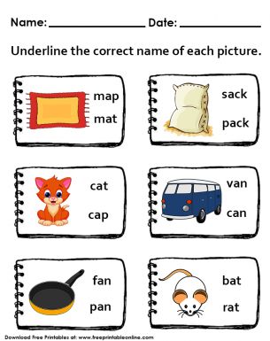 Naming Words Worksheet For Class 1, Phonic Worksheet For Grade 1, Short A Sound Words With Pictures, Match Word With Picture Worksheet, Og Family Words Worksheet, Phonics Free, Name Pictures, English Phonics, Jolly Phonics