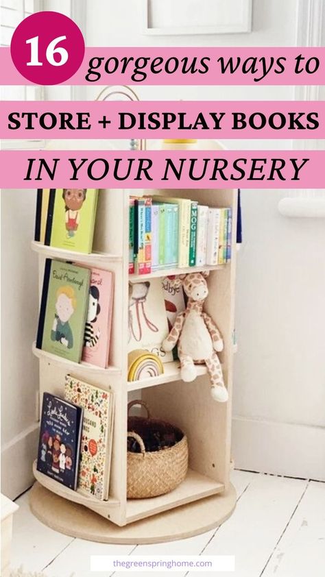 Make the most of your nursery space with unique storage solutions for baby books! Explore creative kids' book storage ideas designed for small spaces, including clever book organization and stylish bookshelves. Elevate your nursery's home decor with these functional and visually appealing solutions. Books In Nursery, Kids Book Storage Ideas, Small Nursery Layout, Nursery Book Storage, Book Storage Ideas, Nursery Layout, Kids Book Storage, Small Baby Room, Small Playroom