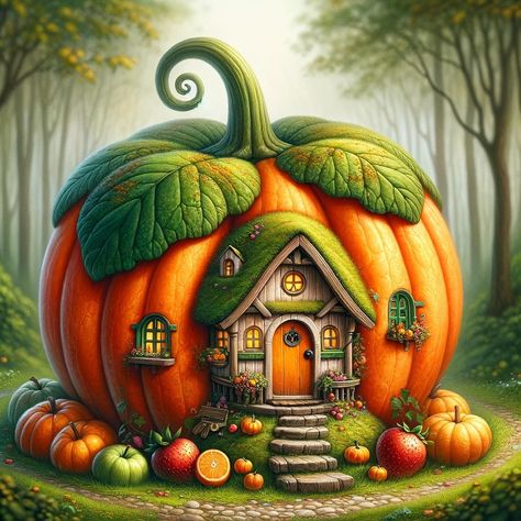 ? Pumpkin house? #house #cottage #whimscal #storybook #ai #aiart #aiartcommunity #digitalart #lakehouse #pumpkin #lotr Pumpkin House Painting, Pumpkin House Drawing, Pumpkin Houses, Pumpkin Fairy House, Dot Painting Tools, Storybook House, Room Box Miniatures, Fairy House Crafts, Fall Drawings