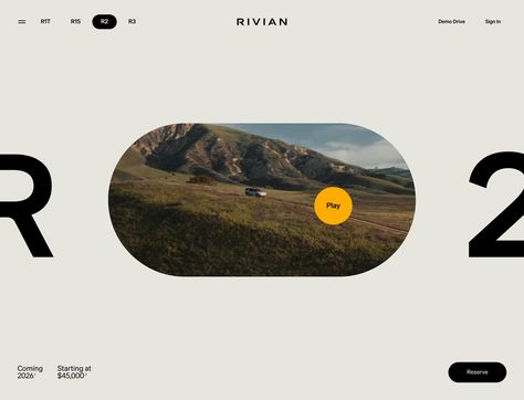 Rivian R2 Page Section Hero | Hero Section Design Design Web Design Hero Section, Our Process Section Web Design, Hero Website Design, Web 3.0 Design, Hero Web Design, Website Hero Design, Hero Section Web Design, Website Hero Section, Hero Section Design