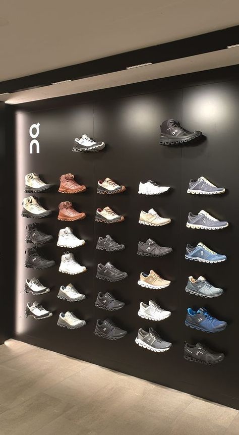 Shoes Store Design, Apple Store Interior, Sneaker Wall, Shoes Wall, Fancy Store, Shoe Store Design, Store Shelves Design, Church Interior Design, Retail Store Interior Design