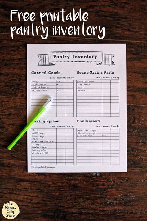 Free printable pantry inventory tracker with categories | Organize the pantry so everything has a place Food Storage Inventory Printable, Pantry Inventory Spreadsheet, Food Inventory Spreadsheet, Pantry Tracker, Pantry Inventory Printable, Food Inventory, Inventory Sheet, Pantry Plans, Inventory Printable