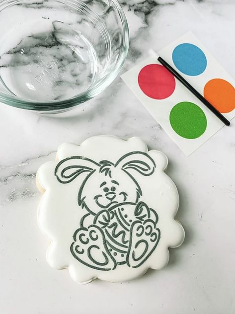 How To Make Pyo Cookies, Paint Your Own Cookie Instructions, How To Make Paint Your Own Cookies, Pyo Cookies How To Make, Painted Cookies Watercolor, Bake Sell, Cookie Decorating Tutorial, Cookie Painting, Painted Sugar Cookies