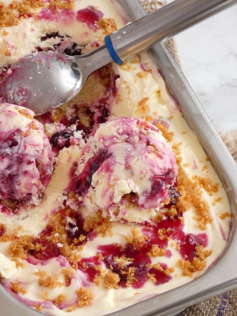 Cheesecake Ice Cream with Cherries | my baking saga Heaven In A Bowl, Ice Cream Sauce, Rich Cheesecake, Ice Cream Mix, Cheesecake Ice Cream, Pie Tops, Cherry Cheesecake, Digestive Biscuits, Delicious Donuts