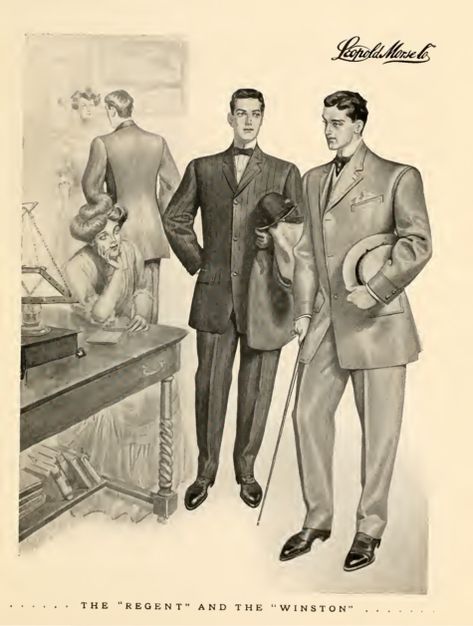 1900s Edwardian Mens Clothing, Costume & Workwear Ideas Edwardian Menswear, 1910s Mens Fashion, Edwardian Mens Fashion, 1930s Mens Fashion, Sack Suit, 1950s Clothing, Men In Suits, Zoot Suit, Mens Fashion Illustration