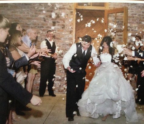 Neat reception idea... Give guests flower petals to throw at the entry of the newly weds Flower Petals, Wedding Dress, Flowers