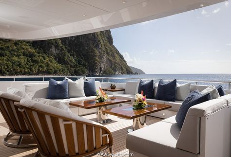 Luxury Boats Yachts Interiors, Yacht Interior Design Luxury, Boat Interior Design Luxury Yachts, Luxury Yacht Aesthetic, Yacht Decorating Ideas, Yacht Kitchen, Yacht Decor Boat Interior, Yacht Furniture, Yacht Decor