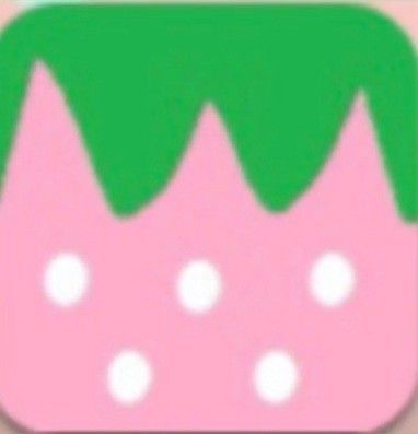 Strawberry Icon, Square, Pink, White