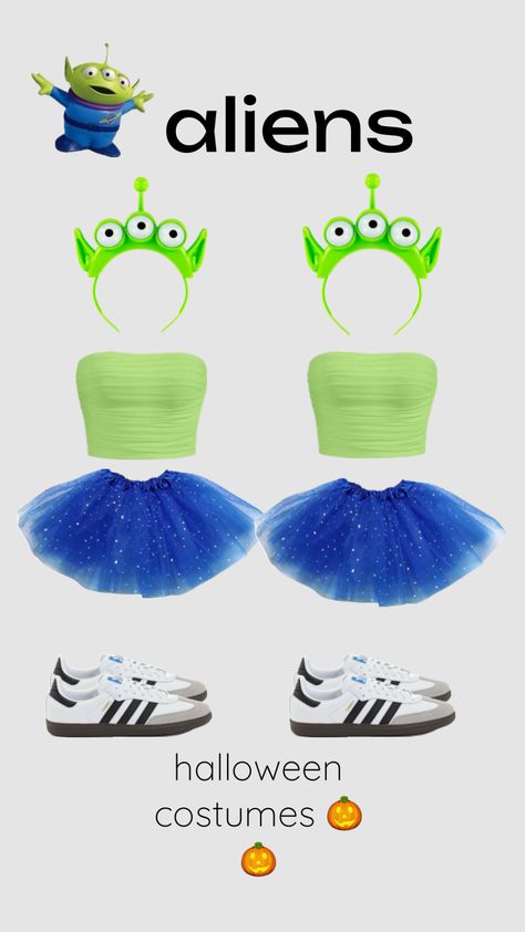 #myfirstshuffle Halloween Toy Story Costumes, Halloween Costumes Toy Story Aliens, Tot Story Alien Costume, 3 Aliens From Toy Story Costume, Diy Astronaut Costume Women, Alien Dress Up, Toy Story Alien Costume Women, Toy Story Alien Makeup, Aliens From Toy Story Costume