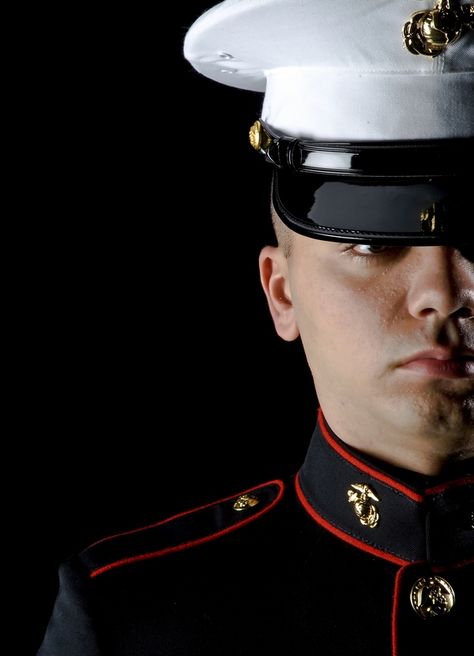 marine, dress, blues, uniform Veteran Photoshoot, Marine Photoshoot, Marines Aesthetic, Marine Dress Blues Uniform, Sailor Photoshoot, Army Portrait, Us Marines Uniform, Uniform Photoshoot, Navy Photography