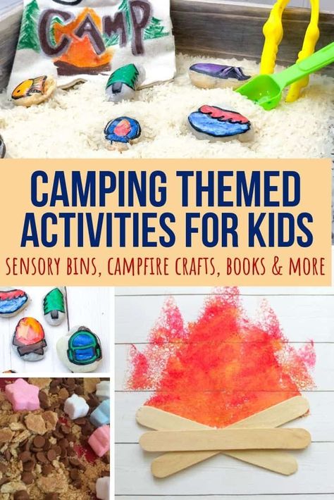 Indoor Camping Activities for Kids: Science, Sensory and Art - Views From a Step Stool Indoor Camp Games, Indoor Camping Activities, Camping Themed Activities, Camping Preschool, Camping Theme Preschool, Camping Crafts For Kids, Camp Games, Camping Classroom, Camping With Toddlers