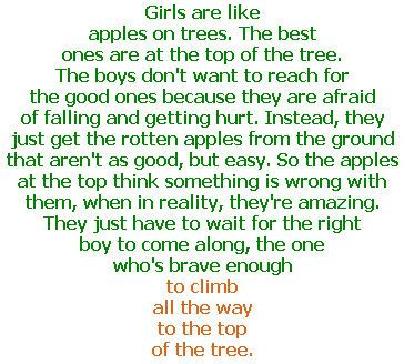 To all our girls! @Anne Marie Kortze and @Melissa Kortze Girls Are Like Apples, Apple Quotes, Quotable Quotes, At The Top, Cute Quotes, The Tree, The Words, Great Quotes, Beautiful Words