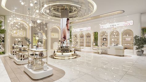 Cosmetic Shop Interior Design, Pharmacy Decor, Jewelry Store Interior, Luxury Jewelry Store, Store Decoration, Blush Walls, Residential Tower, Retail Store Interior Design, Jewellery Shop Design