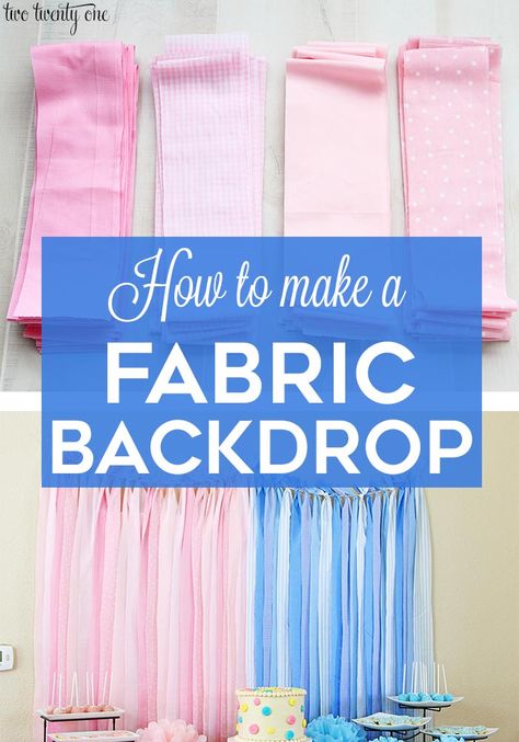 How To Make A Fabric Backdrop #backdrops #parentinghacks Baby Shower Table Cloths, Diy Wedding Photo Booth, Baby Reveal Party, Gender Party, Gender Reveal Party Decorations, Baby Shower Table, Fiesta Baby Shower, Baby Shower Backdrop, Party Photography