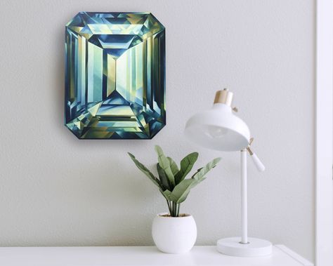 Original Emerald Oil Painting, Gemstone Art, Wall Art, Birthstone Gift, Luxury Home Decor, Abstract Geometrical Art, Fashion Diamond Printable, Crystals Watercolors, Geometrical Art, Crystal Painting, Crystals Print, Gift Luxury, Gemstone Art, Watercolor Prints, Diy Resin Art