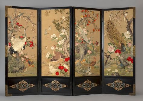 Folding screen Asian Embroidery, City Project, Folding Screens, Japanese Paintings, Royal Collection Trust, Cherry Blossom Branch, King Edward Vii, The Royal Collection, Set Ideas