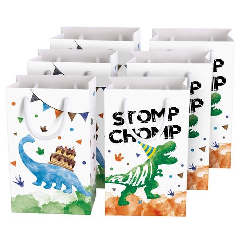 PRICES MAY VARY. - UNIQUE DESIGN - Have a great party and impress your guests with our exclusively designed dinosaur gift bags! - SUITABLE SIZE - Measures 7.9’’ x 4.9’’ x 3’’, perfect size for party favor gift bags to hold candies, snacks, or other little objects. - MULTIPLE USES - Suitable for birthdays, baby showers or any other celebration, this gift bag is the perfect choice for your party. - MATERIAL - Made of non-toxic, eco-friendly and reusable cardboard, strong and durable, 100% safe for Dinosaur Party Cupcakes, Dino Theme Party, Dinosaur Favor Bags, Dinosaur Party Bags, Girl Dinosaur Party, Dinosaur Favors, Dino Theme, Watercolor Dinosaur, Dinosaur Party Supplies