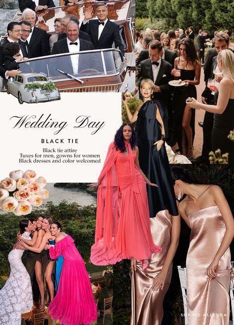 My Lake Como Wedding Guest Attire Moodboards | Sophie Allegra Wedding Guest Attire Mood Board, Lake Como Wedding Guest Dress, Black Tie Wedding Italy, Wedding Dresscode Guest, Italian Black Tie Wedding Guest, Black Tie Colorful Wedding, Wedding Guest Vibes, Elegant Guest Wedding Dress, Guest Attire For Wedding