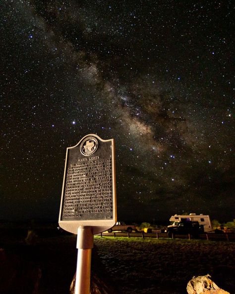 The Marfa Lights Viewing Center is a great place to scan the skies for mystery lights, and also just take in the beautiful Big Bend night sky! “﻿Mystery and History”, #AlpineTXPhoto Contest photo by Richard Acosta #alpinetexas #marfamysterylights #milkyway Texas Night, Alpine Texas, Marfa Lights, Marfa Texas, Big Bend, Space Needle, Photo Contest, Milky Way, Night Skies