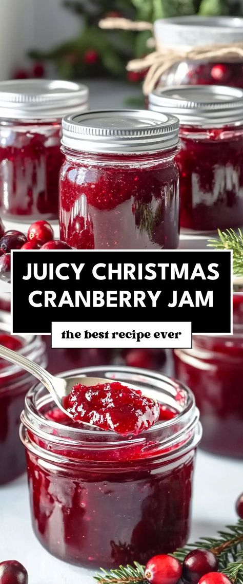 Image for Juicy Christmas Cranberry Jam Cranberry Jelly Recipes Thanksgiving, Cranberry Jalapeño Jam, Merry Christmas Jam, Spiced Christmas Jam Recipes, Whole Cranberry Recipes, Christmas Food Basket, Cranberry Ideas, Christmas Jam Recipes, Jam Gift Basket