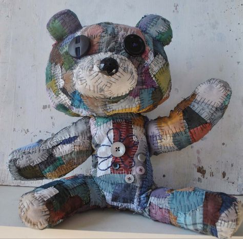 Patchwork Stuffed Animals, Patchwork Plush, Patchwork Teddy Bear, Patchwork Bear, Creature Inspiration, Cavalier King Charles Dog, King Charles Dog, Patchwork Fashion, Rat Man