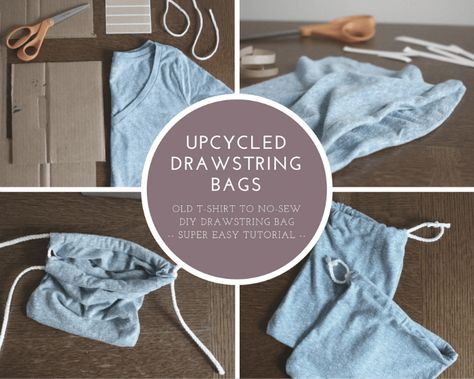 Repurpose an old t-shirt into a No-Sew Super Easy Upcycled Drawstring Bag. It's super simple and you can finish in less than 30 minutes. Check it out now and put your old t-shirts to good use! Upcycle Clothes Diy, Operation Christmas Child, Zero Waste Living, Zero Waste Lifestyle, Kids Create, Happy Travels, No Waste, Upcycled Crafts, Old T Shirts