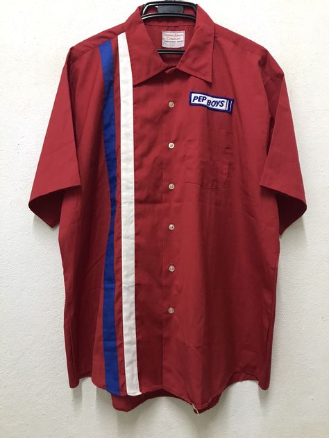 Vintage 🔥 60s PEP BOYS MECHANIC WORKWEAR SHIRT | Grailed Luxury Vintage Shirt For Workwear, Vintage Unstructured Shirt For Workwear, Mechanic Button Up Shirts, Vintage Mechanic Shirt, Pep Boys, Mechanic Shirt, Shirts Vintage, Men's Tops, Car Culture