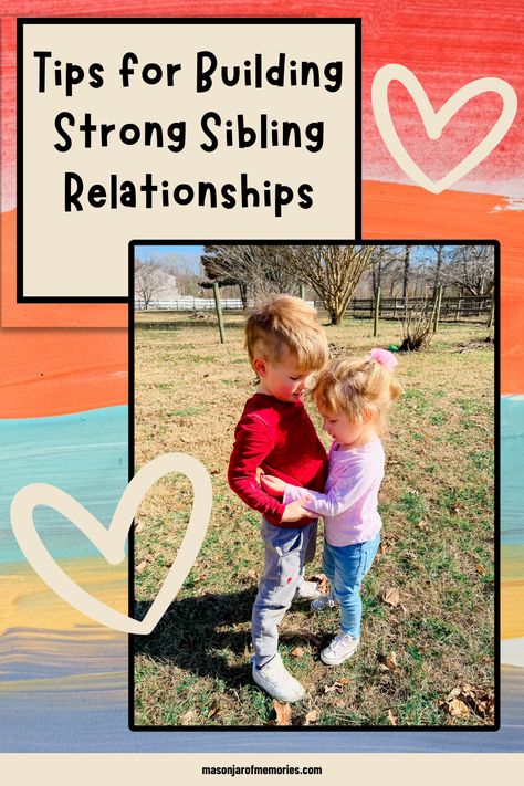 Tips for Building a Strong Sibling Relationship, the picture shows a brother and sister outside hugging each other with sibling love. Jar Of Memories, Sibling Bonding, Sibling Love, Step Siblings, Sibling Relationships, Brother And Sister Love, How To Teach Kids, Kids Schedule, Bonding Activities