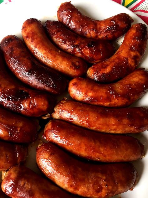 Easy Baked BBQ Sausage Recipe With Italian or Polish Sausages – Melanie Cooks Bbq Polish Sausage, Sausage Dogs Recipes, Bbq Sausages, Barbecue Sausage, Rope Sausage, Bbq Sausage, Baked Sausage, Vegetarian Stuffing, Sausage Appetizers