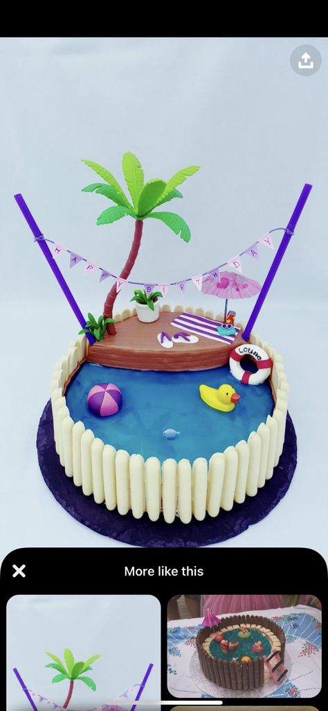 Summer Holiday Cake, Anna Frozen Cake, Pool Birthday Cakes, Swimming Pool Cake, Swimming Cake, Pool Party Cakes, Pool Cake, Bike Cakes, Pool Party Themes