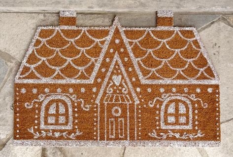 Gingerbread House Rug Diy, Gingerbread House Mat Diy, Gingerbread Door Mat Diy, Gingerbread House Doormat Diy, Diy Gingerbread House Doormat, Diy Gingerbread Doormat, Gingerbread House Doormat, Christmas Doormat Diy, Gingerbread Doormat