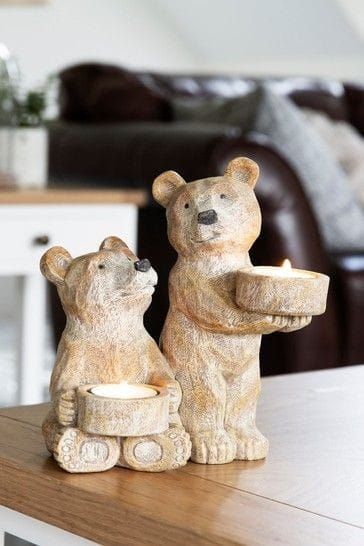 Decor ideas Country Bears, Bear Sculptures, Light Holder, Tealight, 귀여운 동물, Tea Light Holder, Wood Carving, Wood Art, Next Uk