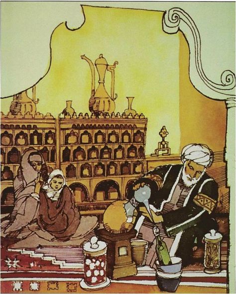 The Muslims began to make advances in herbal medicines. Muslims used herbal medicines to heal people suffering from a disease. The Muslims began to for pharmacies to give medications to the ill, much like pharmacies in the Present.   EJenkins Muslim Scientists, Islamic Science, Islamic Medicine, History Of Pharmacy, Wet Cupping, Abbasid Caliphate, Books Islamic, Islam And Science, Early Science