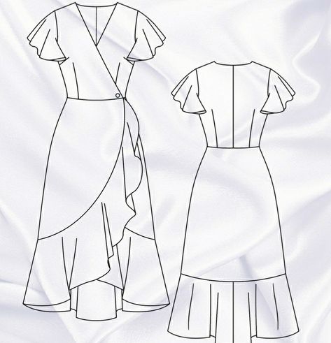 Dress Patterns Diy, Sewing Clothes Women, Fashion Sewing Tutorials, Dress Design Sketches, Classy Dress Outfits, Diy Sewing Clothes, Fashion Sewing Pattern, Stylish Dress Designs, Fashion Design Clothes