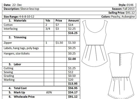 Costing Sheet, Dress Pattern Making, Planner Sewing, Jacket Tutorial, Pricing Formula, Cost Sheet, Budget Sheet, Fashion Design Books, Fashion Merchandising