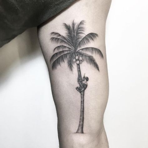 50 Gorgeous and Meaningful Tree Tattoos Inspired by Nature's Path - KickAss Things Palm Tree Coconut, Forest Forearm Tattoo, Tree Tattoo Meaning, Alas Tattoo, Tree Tattoo Men, Tree Tattoos, Palm Tattoos, Tree Tattoo Designs, Black Girls With Tattoos