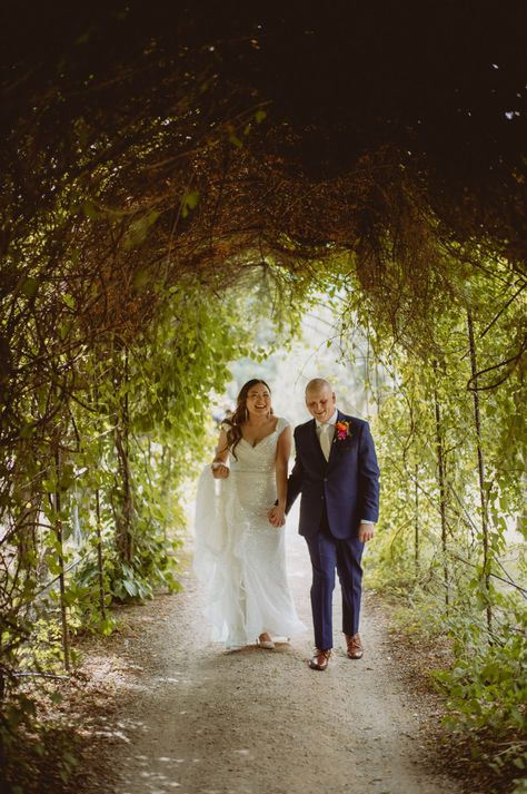 Beautiful portrait of bride and groom under romantic arbor at their Hillside Garden wedding in Colorado Springs, Colorado  #coloradosprings #coloradoweddings #rockymountainbride #artisticweddingphotos #mountainweddingvenue #hillsidegardens Colorado Venues, Hillside Gardens, Colorful Summer Wedding, Wedding In Colorado, Spring Garden Wedding, Hillside Garden, Mountain Wedding Venues, Wedding Colorado, Mountain Bride